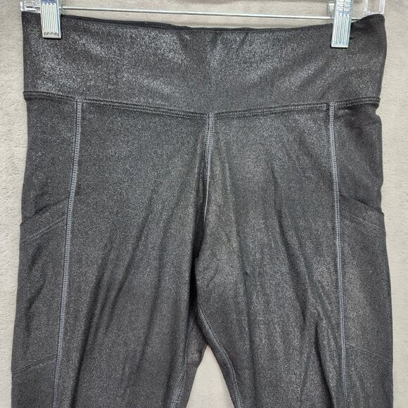 Victoria's Secret PINK Ultimate Womens SMALL Black Sparkle Leggings Pockets Yoga - Picture 4 of 8